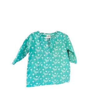 Good Earth Gumdrops Organic Indian Cotton Tunic Top Coverup Girls 3/4 Yrs Mint